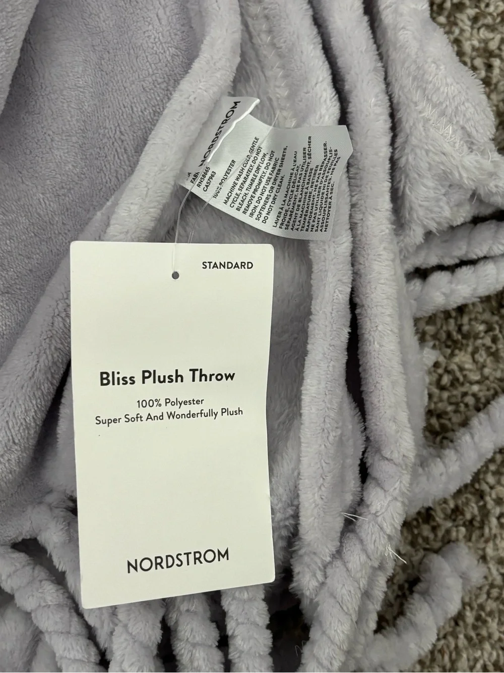 Nordstroms Purple Evening Bliss Plush Blanket 50inx60in